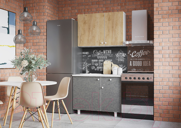 Изображение товара Кухонный гарнитур Горизонт Мебель Point 100 (золото/бетон)