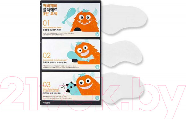 Изображение товара Набор масок для лица A'Pieu Goblin Blackhead 3-step Nose Sheet Маска-патчи для носа