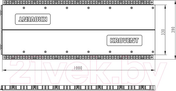 Изображение товара Аэратор коньковый Krovent 1.00x0.33x0.03м RAL 9005 (черный)