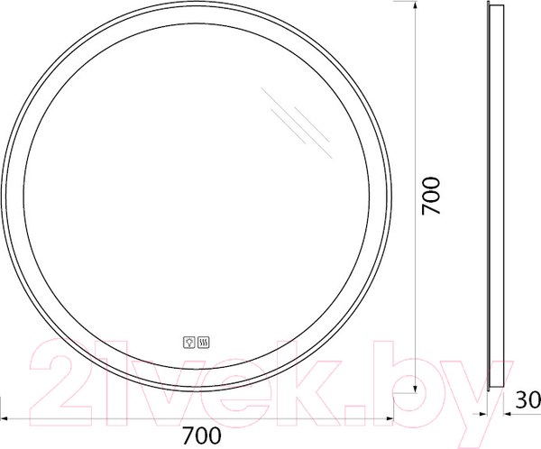 Изображение товара Зеркало BelBagno SPC-RNG-700-LED-TCH-WARM