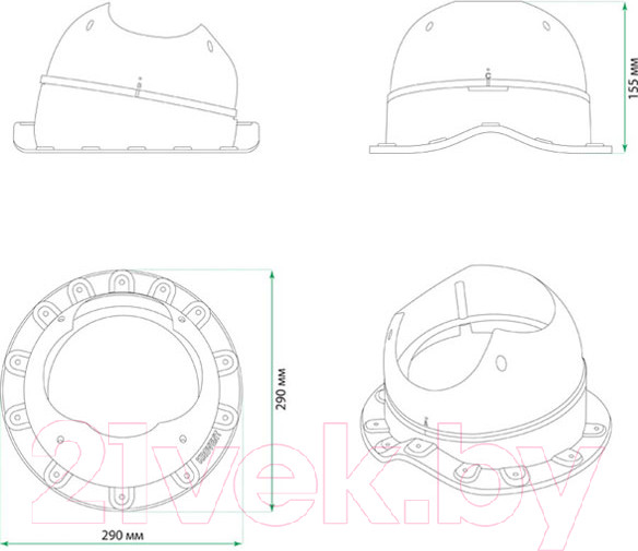 Изображение товара Проходка кровельная Krovent Base-VT Wave RAL 6005 (зеленый)