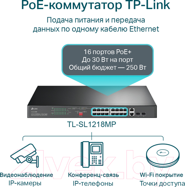 Изображение товара Коммутатор TP-Link TL-SL1218MP