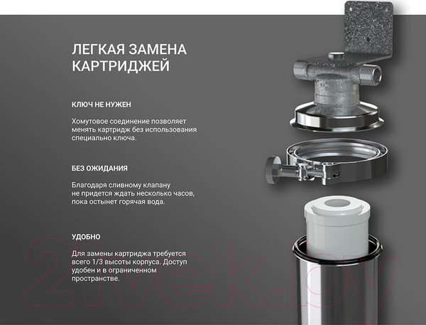 Изображение товара Корпус магистрального фильтра Гейзер Премьер 10ВВ 1"