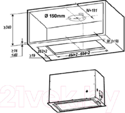 Изображение товара Вытяжка скрытая Elica Lane MBL/A/72