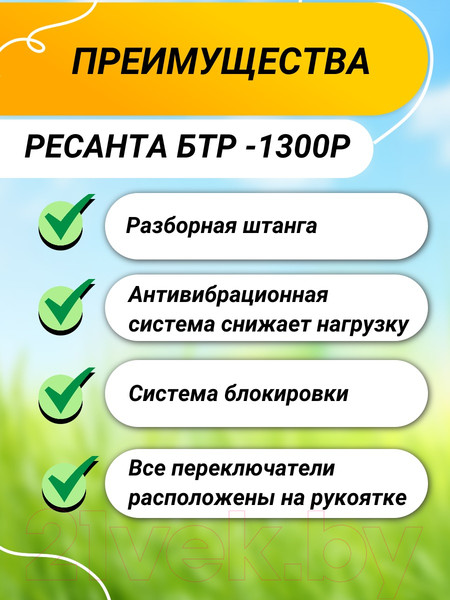 Изображение товара Триммер бензиновый Ресанта БТР-1300Р (70/2/34)