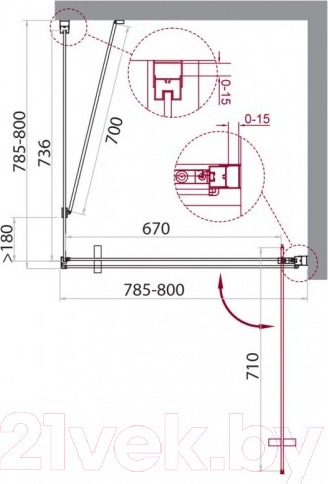 Изображение товара Душевой уголок BelBagno MARMI-A-1-80-C-Cr