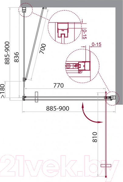 Изображение товара Душевой уголок BelBagno MARMI-A-1-90-C-Cr