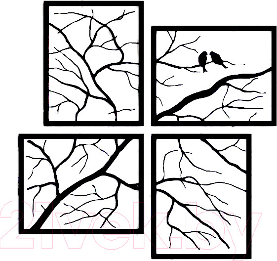 Изображение товара Декор настенный Arthata Птицы на ветках 100x100-B / 018-4