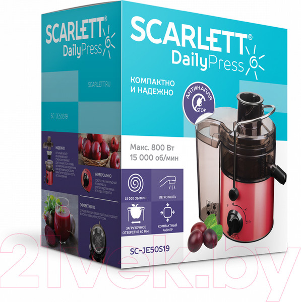 Изображение товара Соковыжималка электрическая Scarlett SC-JE50S19 (красный)
