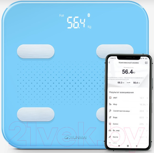 Изображение товара Напольные весы электронные Yunmai Scale S  (голубой)