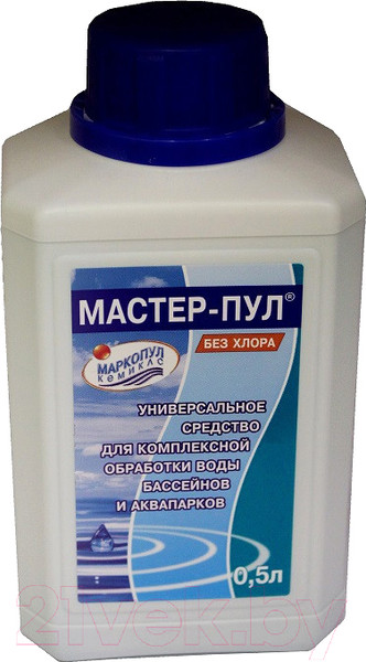 Изображение товара Комплексное средство для бассейна Маркопул Кемиклс Мастер-Пул 4 в 1 в флаконе (0.5л)
