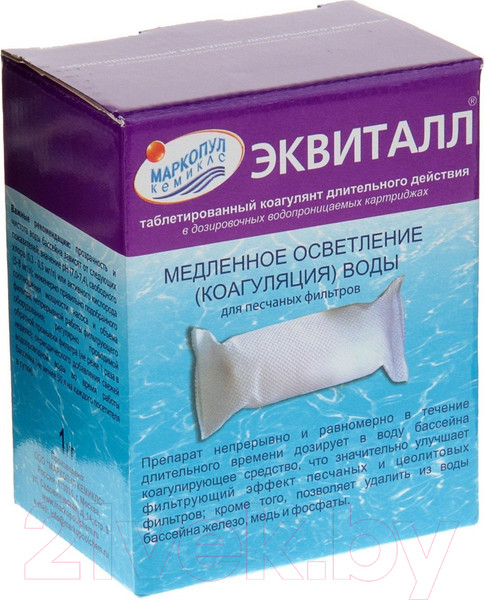 Изображение товара Коагулянт для бассейна Маркопул Кемиклс Эквиталл-таблетки медленного действия в картридже  (1кг)