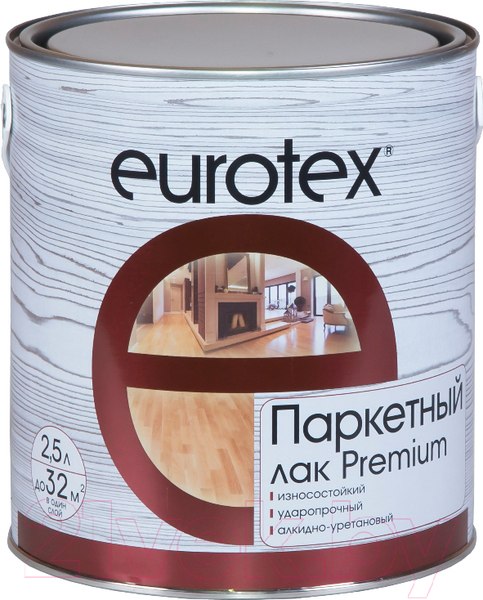 Изображение товара Лак Eurotex Premium паркетный (2.5л, бесцветный полуматовый)