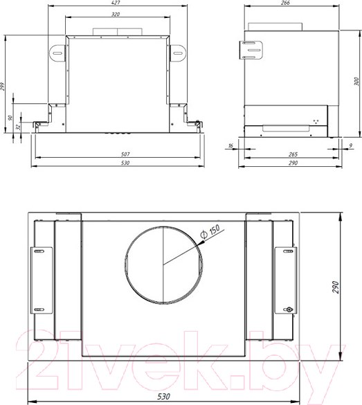 Изображение товара Вытяжка скрытая Akpo Neva Glass 60 WK-4 (белый/нержавеющая сталь)