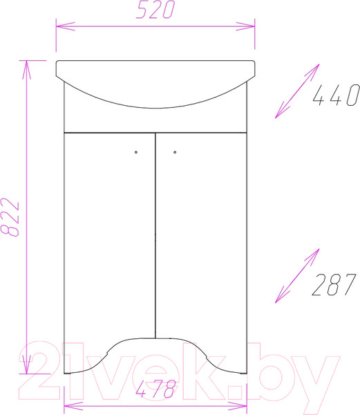 Изображение товара Тумба под умывальник Onika Омега 50.10 (105015)