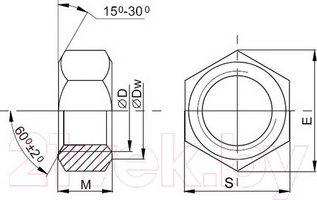 Изображение товара Гайка ЕКТ М6 DIN934 / 5724625 (50шт, нержавеющая сталь)