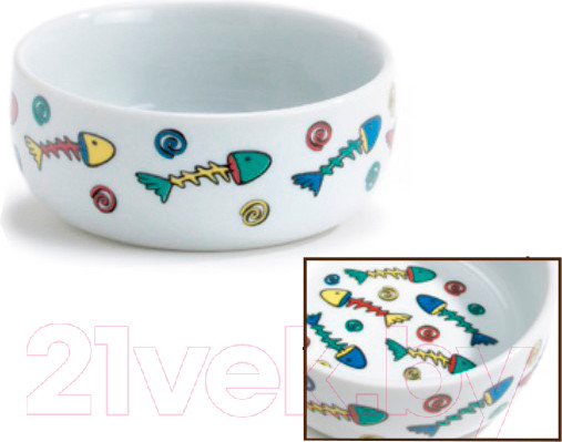 Изображение товара Миска для животных Beeztees Рыбы / 651052 (фарфоровый)