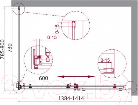 Изображение товара Душевой уголок BelBagno ACQUA-AH-1-140/80-C-Cr