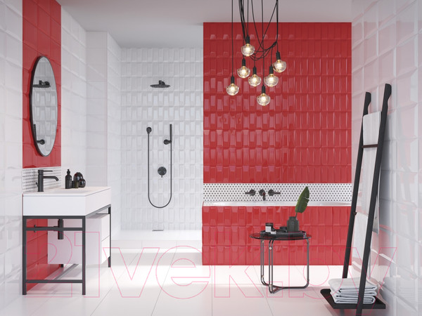 Изображение товара Декоративная плитка Cersanit Evolution Точки (200x440, черно-белый)