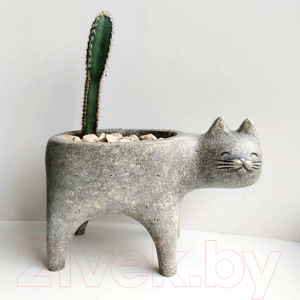Изображение товара Кашпо Нашы майстры Кот 1163-3 (серый)