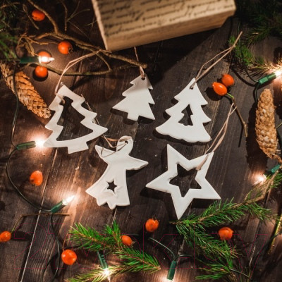 Изображение товара Набор елочных игрушек Нашы майстры Лесная сказка / 9024 (белые под роспись)