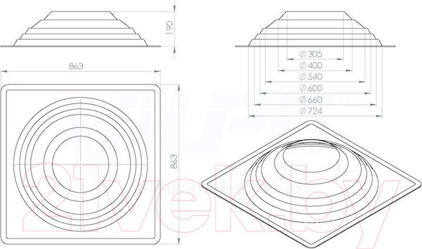 Изображение товара Проходка кровельная Vilpe Roofseal-3 110-200 / 71703 (черный)