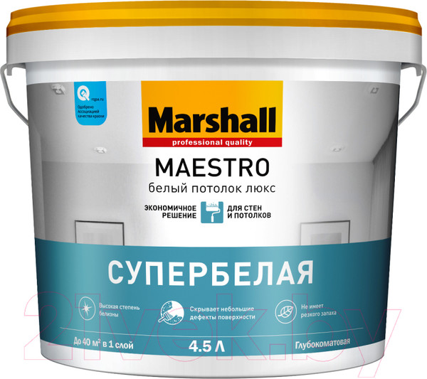 Изображение товара Краска MARSHALL Maestro Потолок Люкс (4.5л, белый)