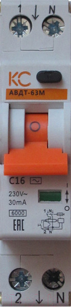 Изображение товара Дифференциальный автомат КС АВДТ-63М 1р+N C 32А/30мА 1 мод АС 6кА / 72706