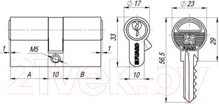 Изображение товара Замок врезной Та самая дверь Врезан в блок хром (замок/накладка на цилиндр/цилиндр кл/кл)