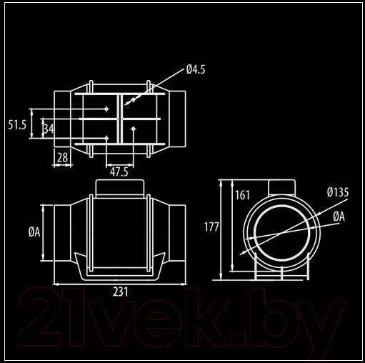 Изображение товара Вентилятор канальный Dospel D100 Turbo / 007-0405