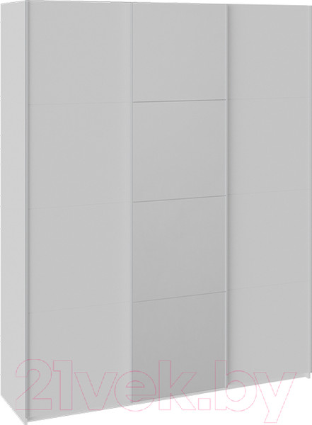 Изображение товара Шкаф-купе ТриЯ Траст СШК 2.180.60-15.13.15 3-х дверный (белый снег/стекло белый глянец/зеркало/стекло белый глянец)