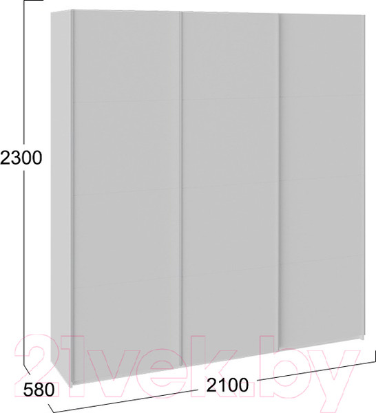 Изображение товара Шкаф-купе ТриЯ Траст СШК 2.210.70-15.15.15 3-х дверный (белый снег/стекло/белый глянец/стекло)
