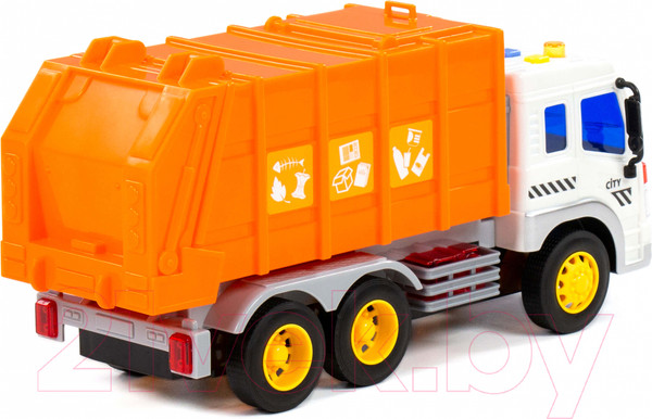 Изображение товара Мусоровоз игрушечный Полесье Сити коммунальный / 86426 (инерционный, оранжевый)