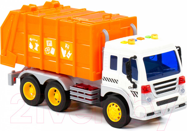 Изображение товара Мусоровоз игрушечный Полесье Сити коммунальный / 86426 (инерционный, оранжевый)