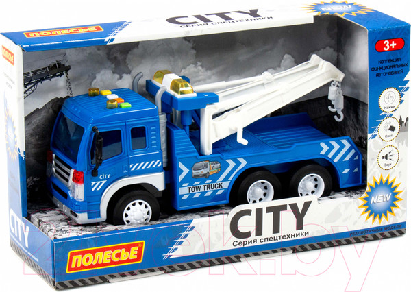 Изображение товара Эвакуатор игрушечный Полесье Сити / 86525 (инерционный, синий)