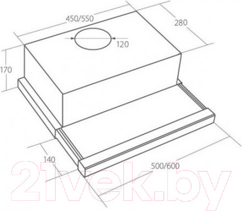 Изображение товара Вытяжка телескопическая Akpo Light Eco 50 WK-7 (белый)