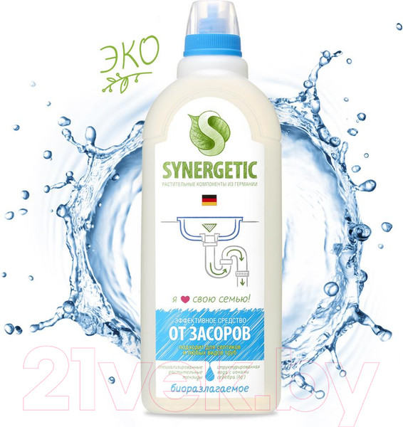 Изображение товара Средство для устранения засоров Synergetic Биоразлагаемое щелочное (1л)