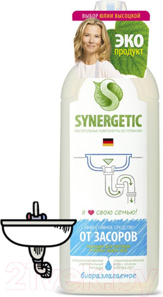 Изображение товара Средство для устранения засоров Synergetic Биоразлагаемое щелочное (1л)