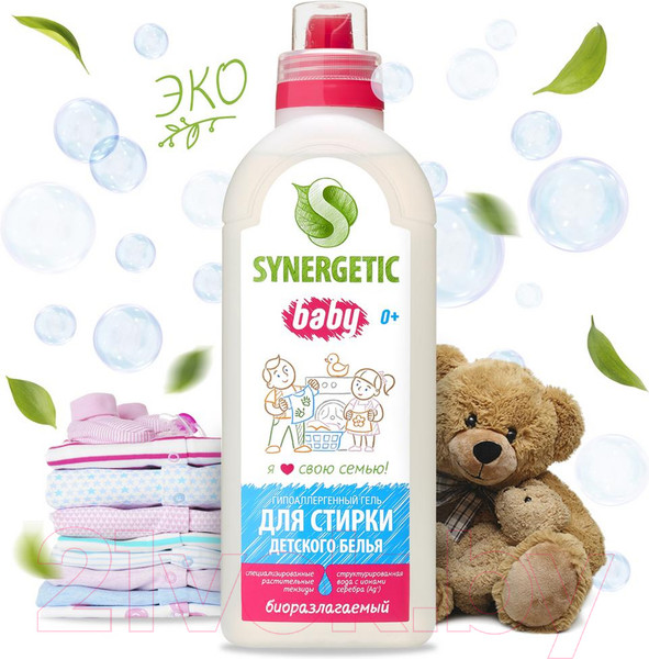 Изображение товара Гель для стирки Synergetic Биоразлагаемый для детского белья (1л)
