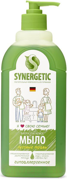 Изображение товара Мыло жидкое Synergetic Биоразлагаемое. Луговые травы (0.5л)