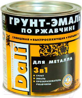 Изображение товара Грунт-эмаль DALI По ржавчине 3 в 1 (750мл, желтый)