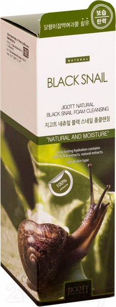 Изображение товара Пенка для умывания Jigott Natural очищающая с экстрактом слизи черной улитки (180мл)