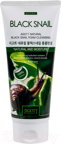 Изображение товара Пенка для умывания Jigott Natural очищающая с экстрактом слизи черной улитки (180мл)