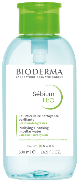 Изображение товара Мицеллярная вода Bioderma Sebium H2O с помпой (500мл)