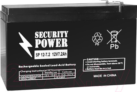 Изображение товара Аккумуляторная батарея Security Power SP 12-7.2 F2 (12V/7.2Ah)