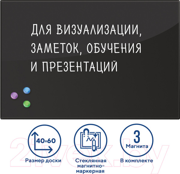 Изображение товара Магнитно-маркерная доска Brauberg Стеклянная / 236745 (черный)