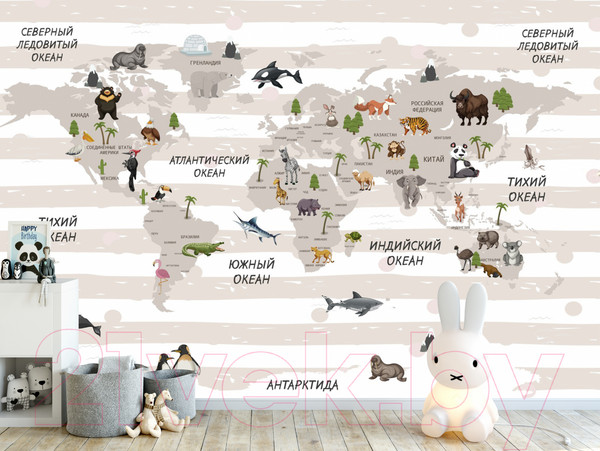 Изображение товара Фотообои листовые Citydecor Карта мира на русском 4 (500x254)