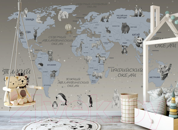 Изображение товара Фотообои листовые Citydecor Карта мира на русском 5 (500x254)