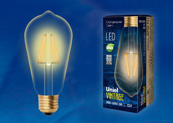 Изображение товара Лампа Uniel Vintage LED-ST64-5W/GOLDEN/E27 GLV22GO / UL-00002360