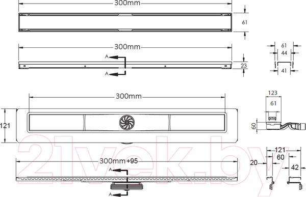 Изображение товара Трап для душа Berges B1 Keramik 300 / 090114